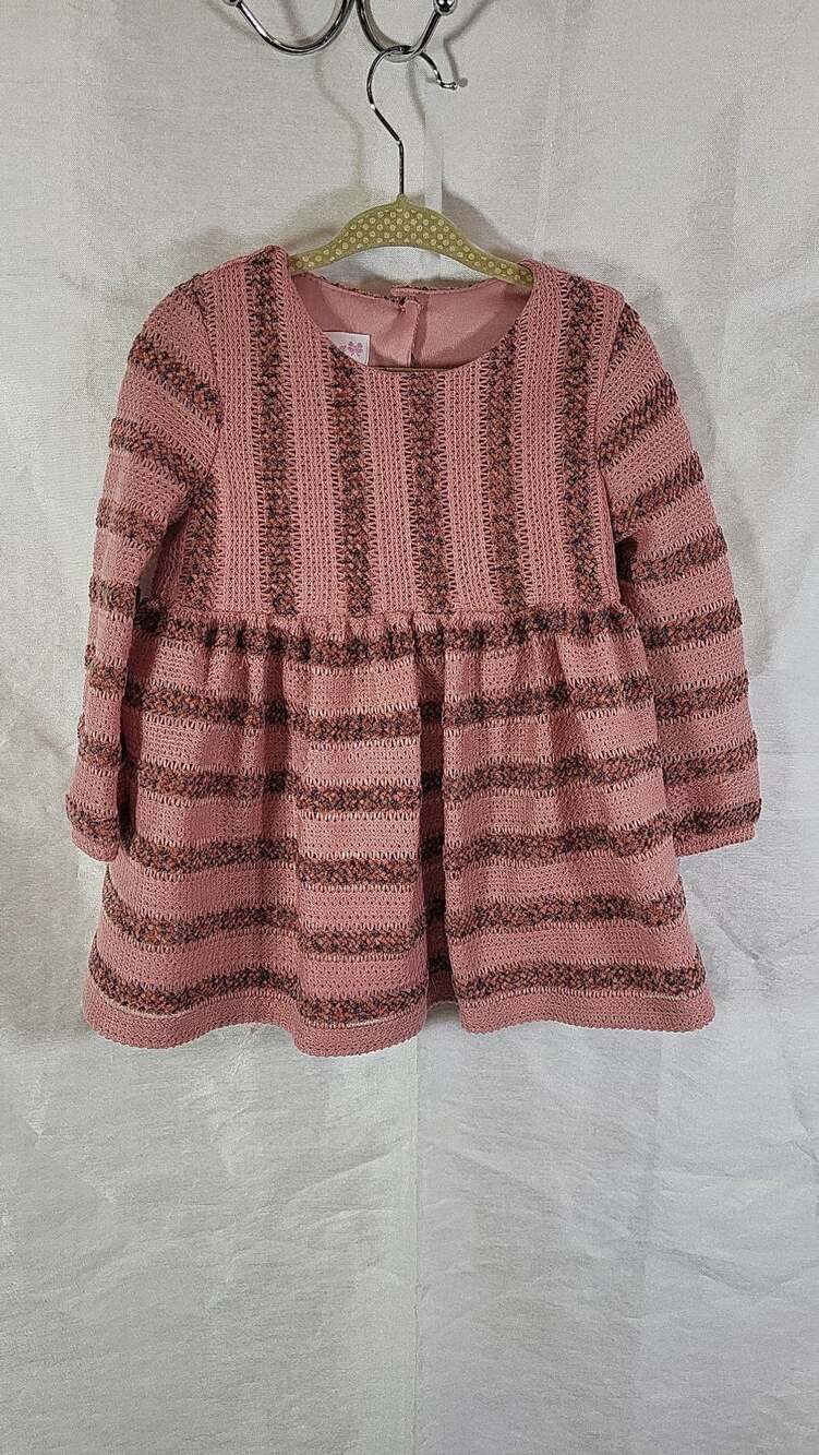 Bonnie Jean Toddler 2T Pink Stripe Textured Sweater Knit Dress